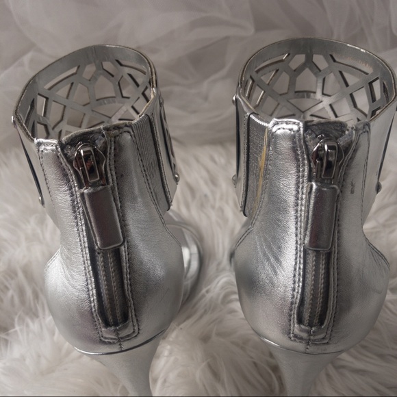 BCBG MAXAZRIA Silver Shoes with Ankle Cuff Detail Women Size 6.5 - Picture 4 of 15